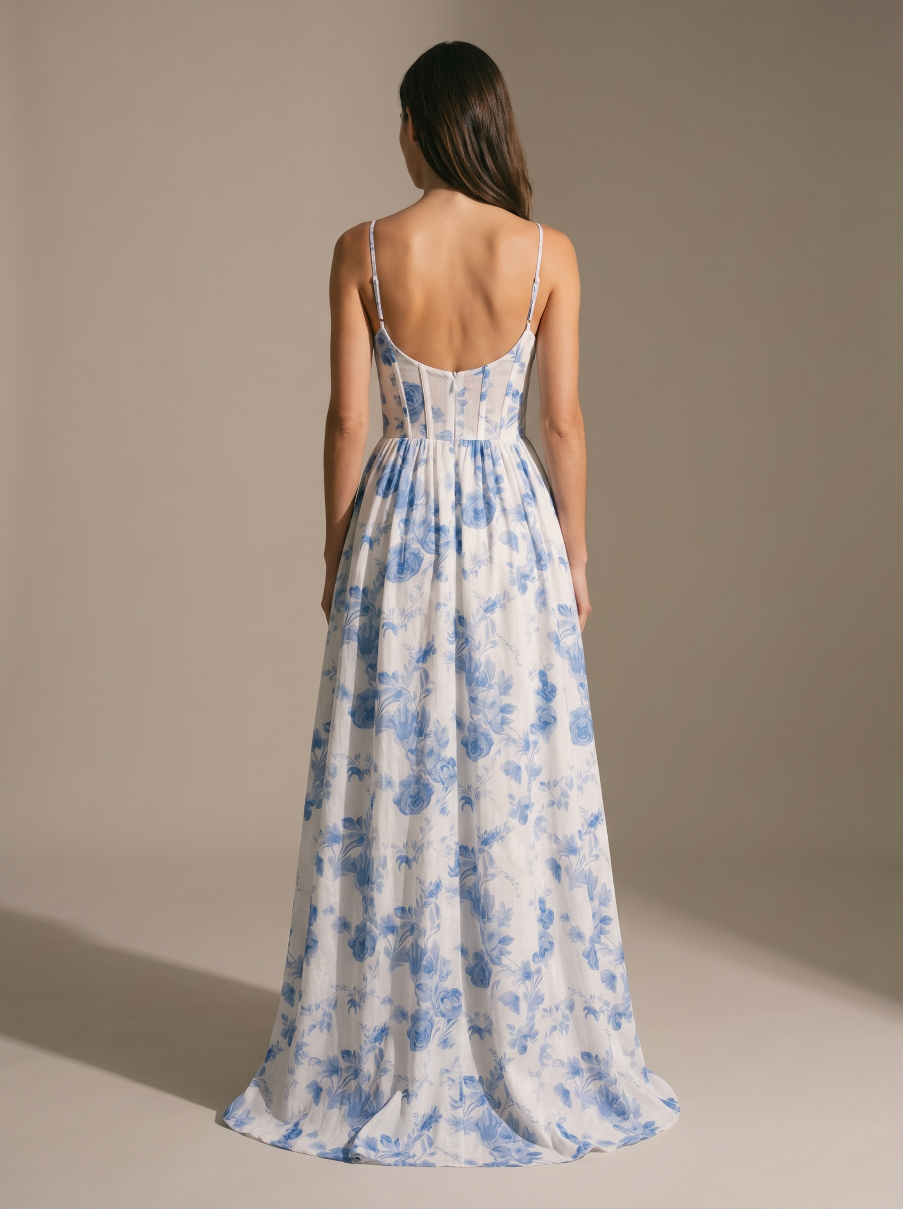 Corset Sexy Maxi Dress - Blue, back