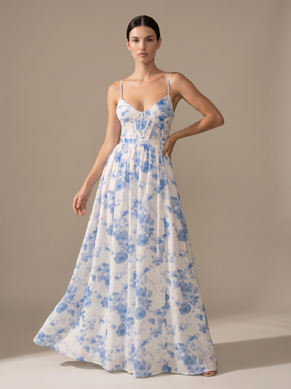 Corset Sexy Maxi Dress - Blue