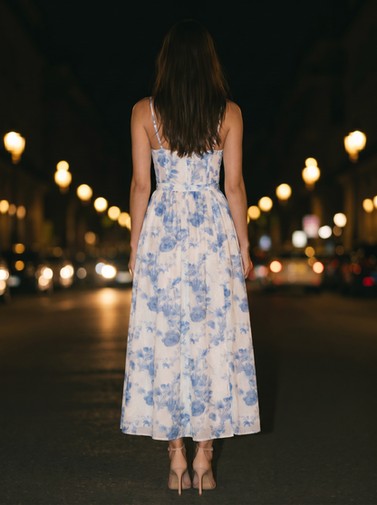 Corset Sexy Maxi Dress - Blue, back