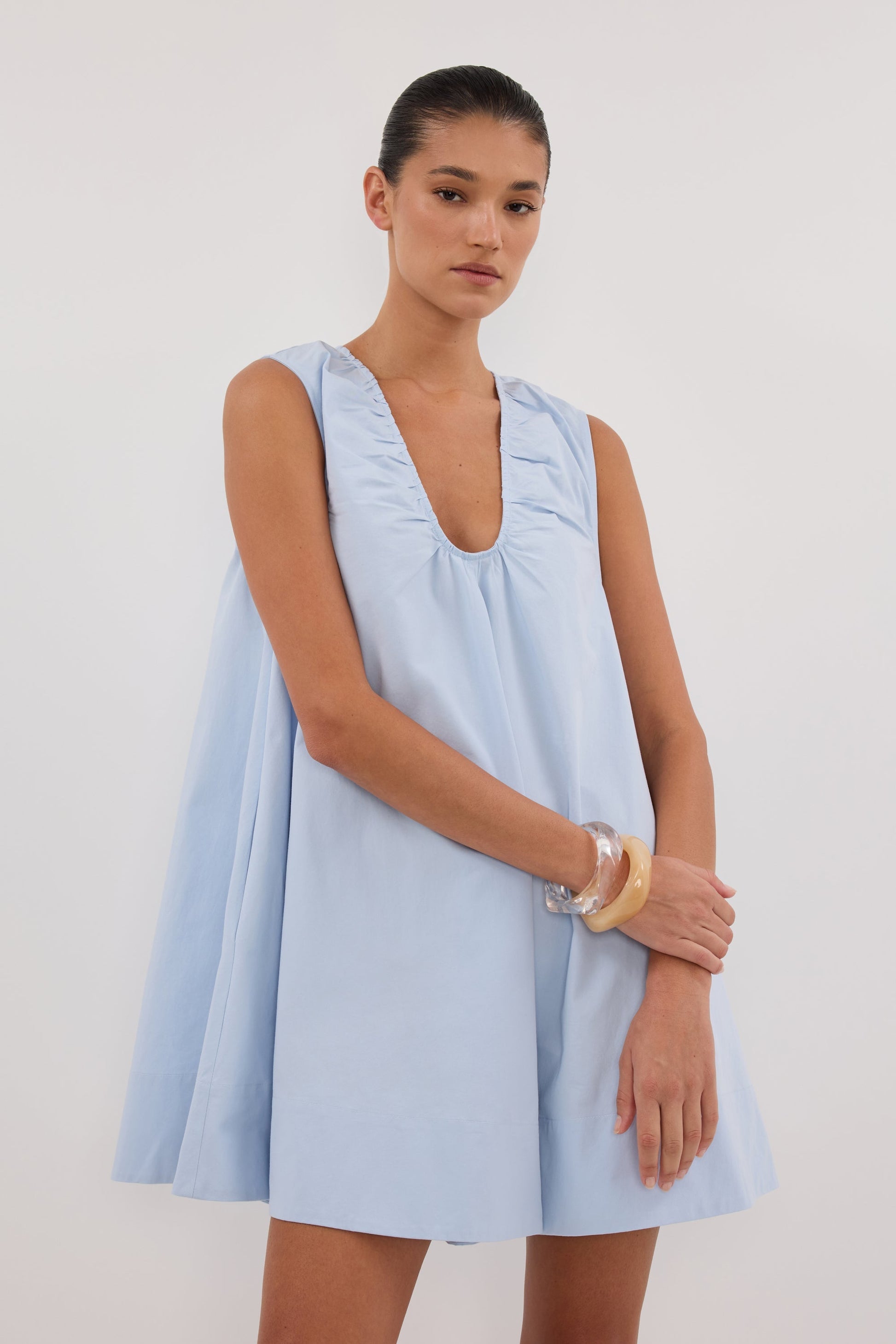 Cotton Baby Mini Dress - Cornflower