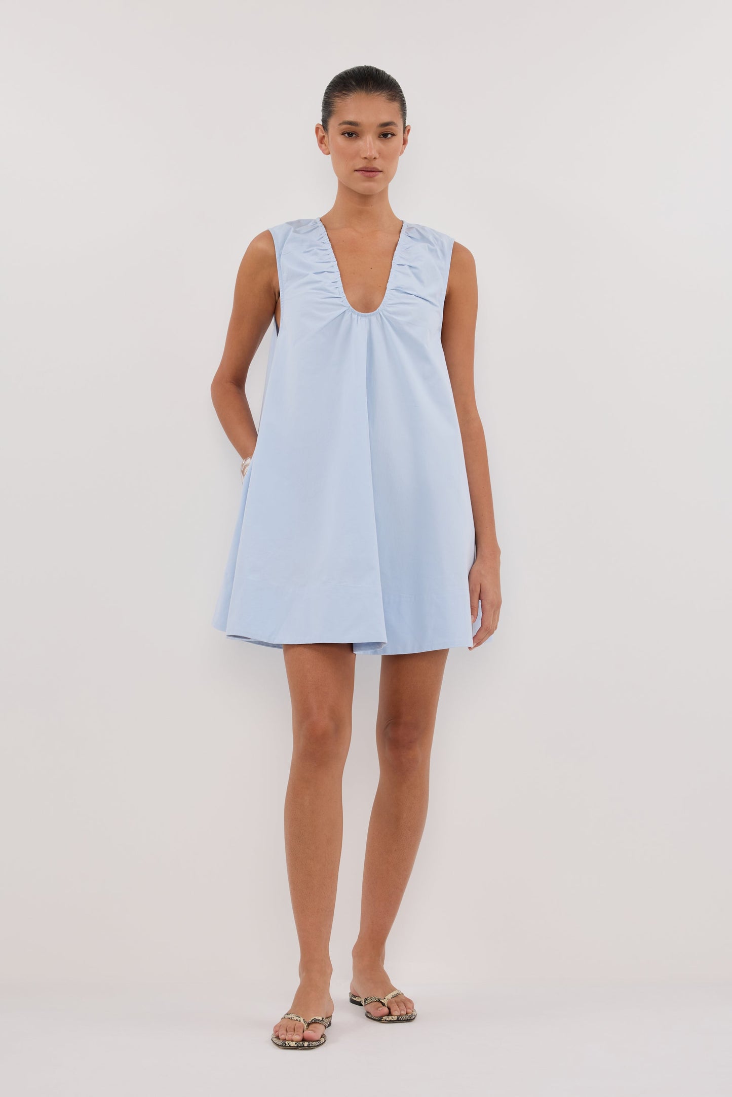Cotton Baby Mini Dress - CORNFLOWER