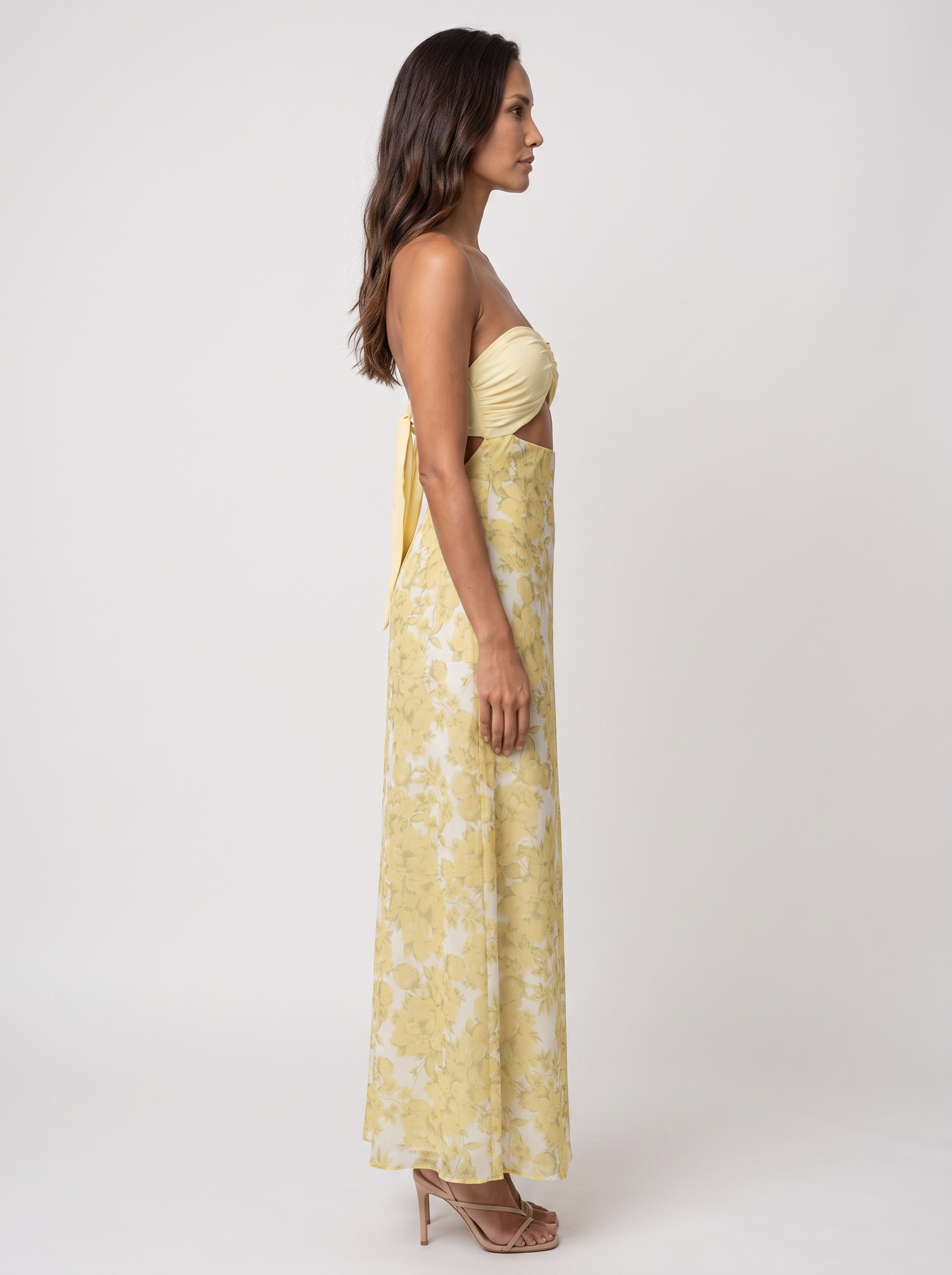 Cutout Homecoming Maxi Dress - Yellow