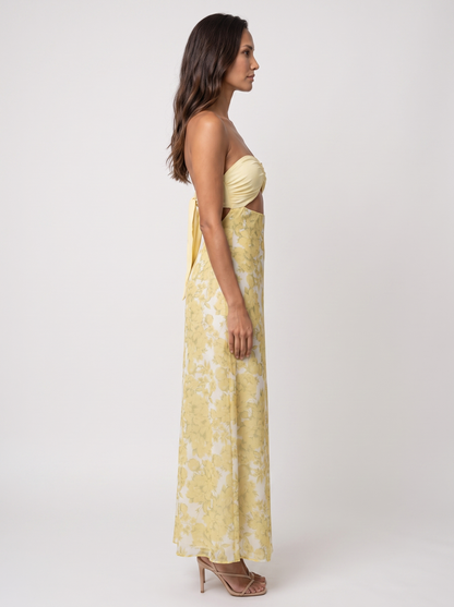 Cutout Homecoming Maxi Dress - Yellow