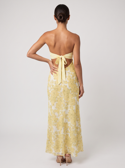Cutout Homecoming Maxi Dress - Yellow