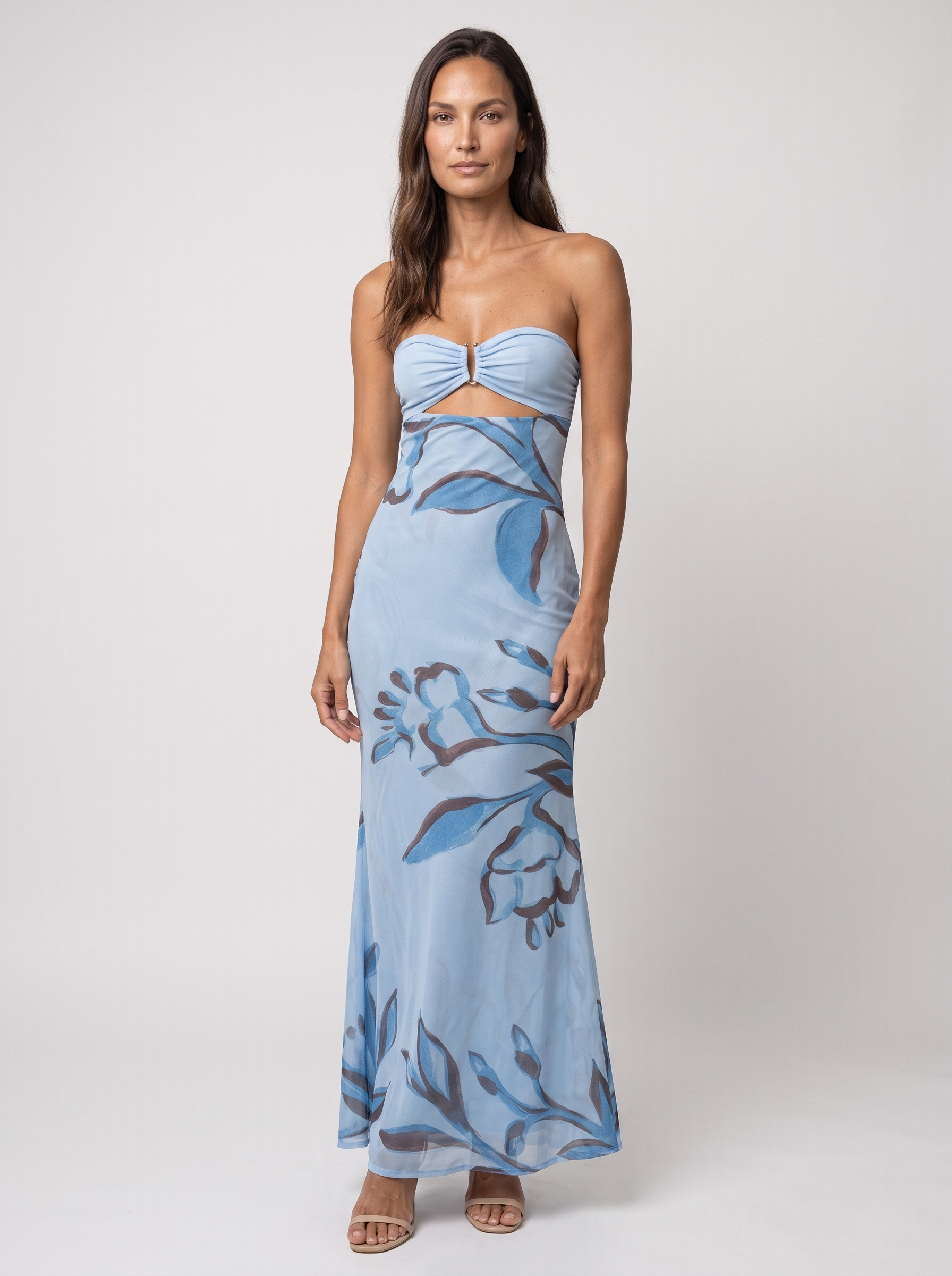 Cutout Homecoming Maxi Dress - Blue