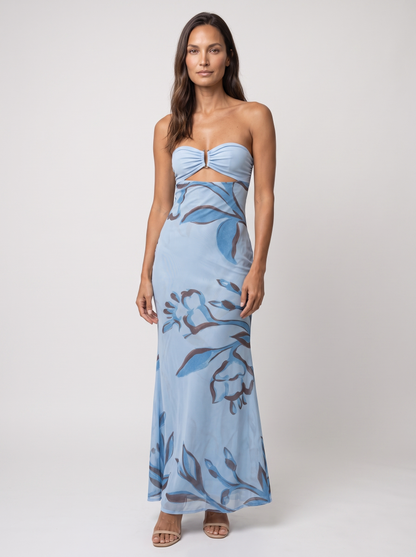 Cutout Homecoming Maxi Dress - Blue