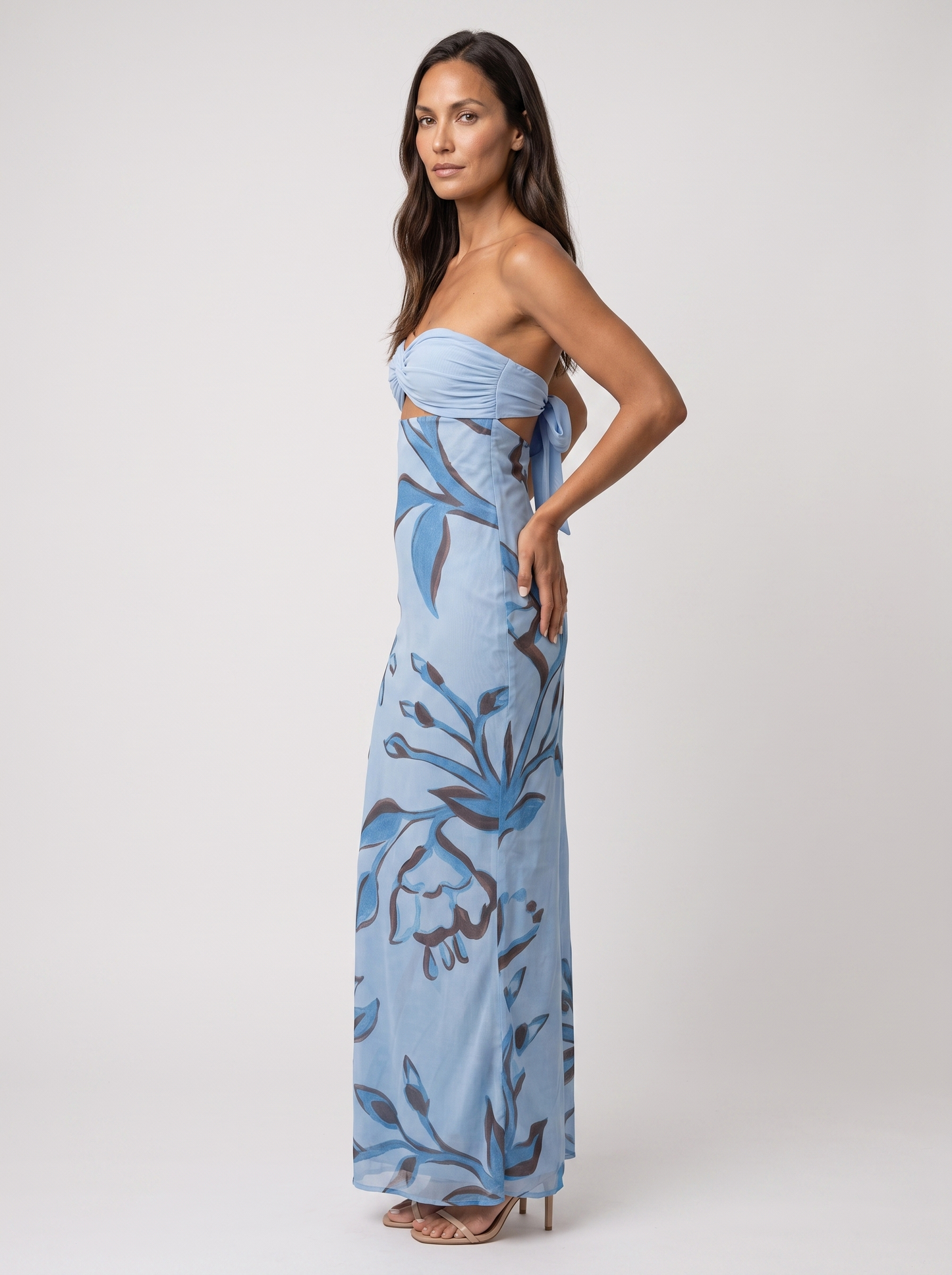 Cutout Homecoming Maxi Dress - Blue