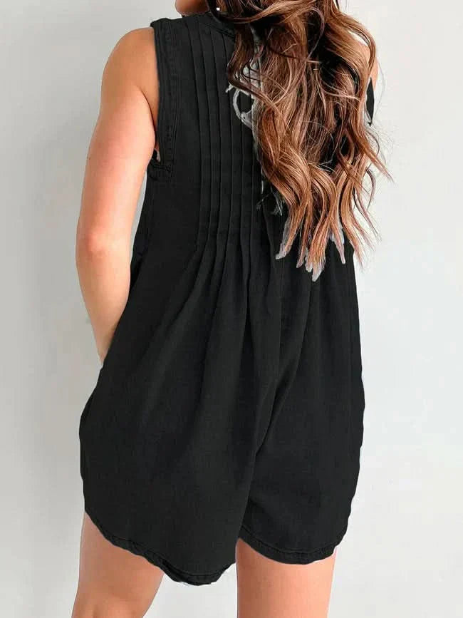 Women's Summer V Neck Sleeveless Denim Romper With Pockets - product image 8