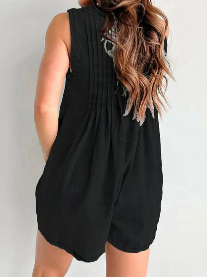 Women's Summer V Neck Sleeveless Denim Romper With Pockets - product image 8
