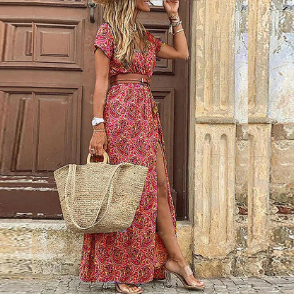 Ditsy Floral Wrap Maxi Dress - Pink