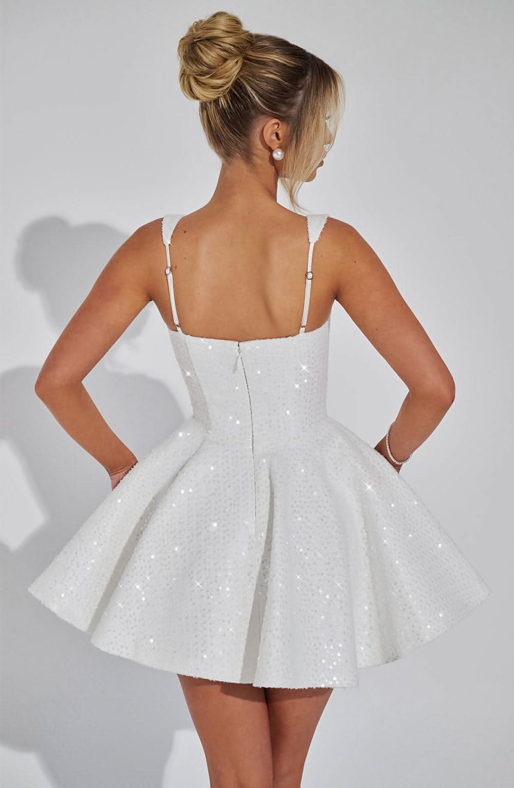 Women's Wedding Guest Sequin Square Neck Mini Dress - product image 7