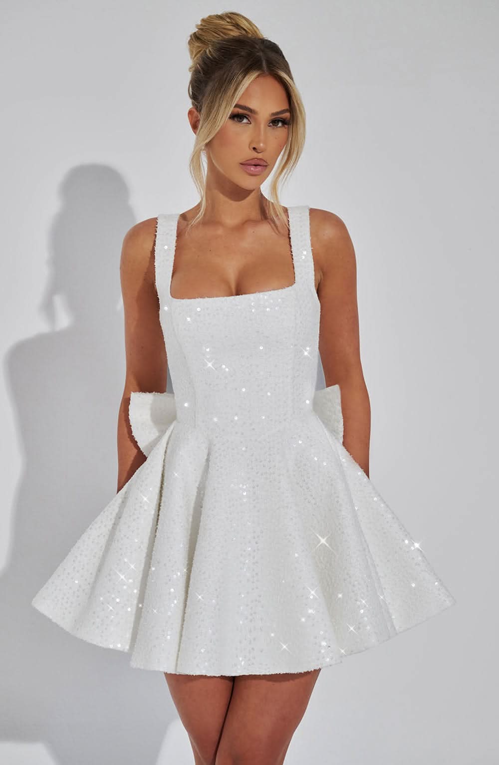 Women's Wedding Guest Sequin Square Neck Mini Dress - product image 1