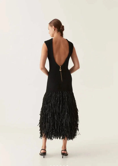Women's Cocktail Sleeveless Fringe Midi Dress - product image 3