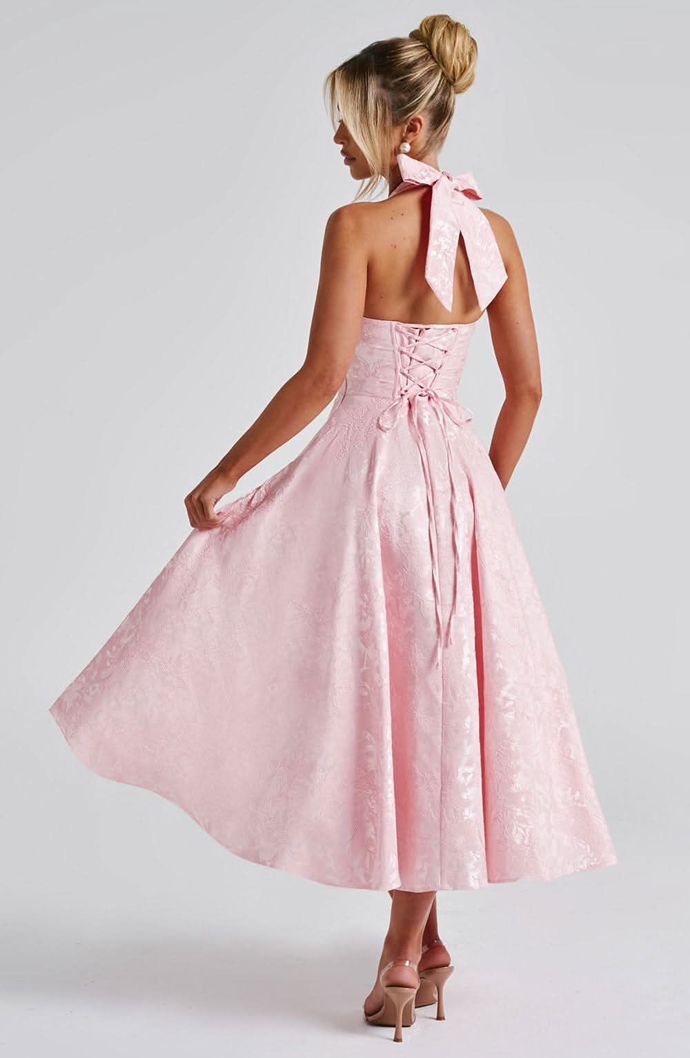 Women's Wedding Guest Floral Halter Midi Dress - product image 4