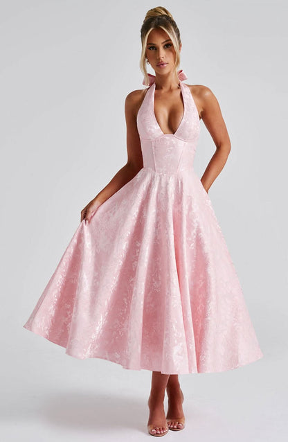 Women's Wedding Guest Floral Halter Midi Dress - product image 12