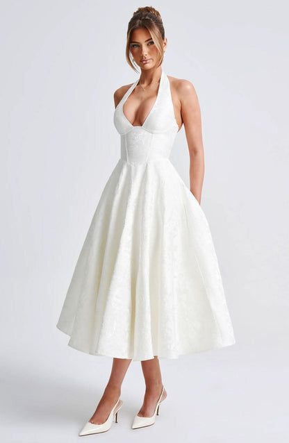 Women's Wedding Guest Floral Halter Midi Dress - product image 8