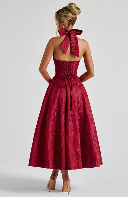 Women's Wedding Guest Floral Halter Midi Dress - product image 6