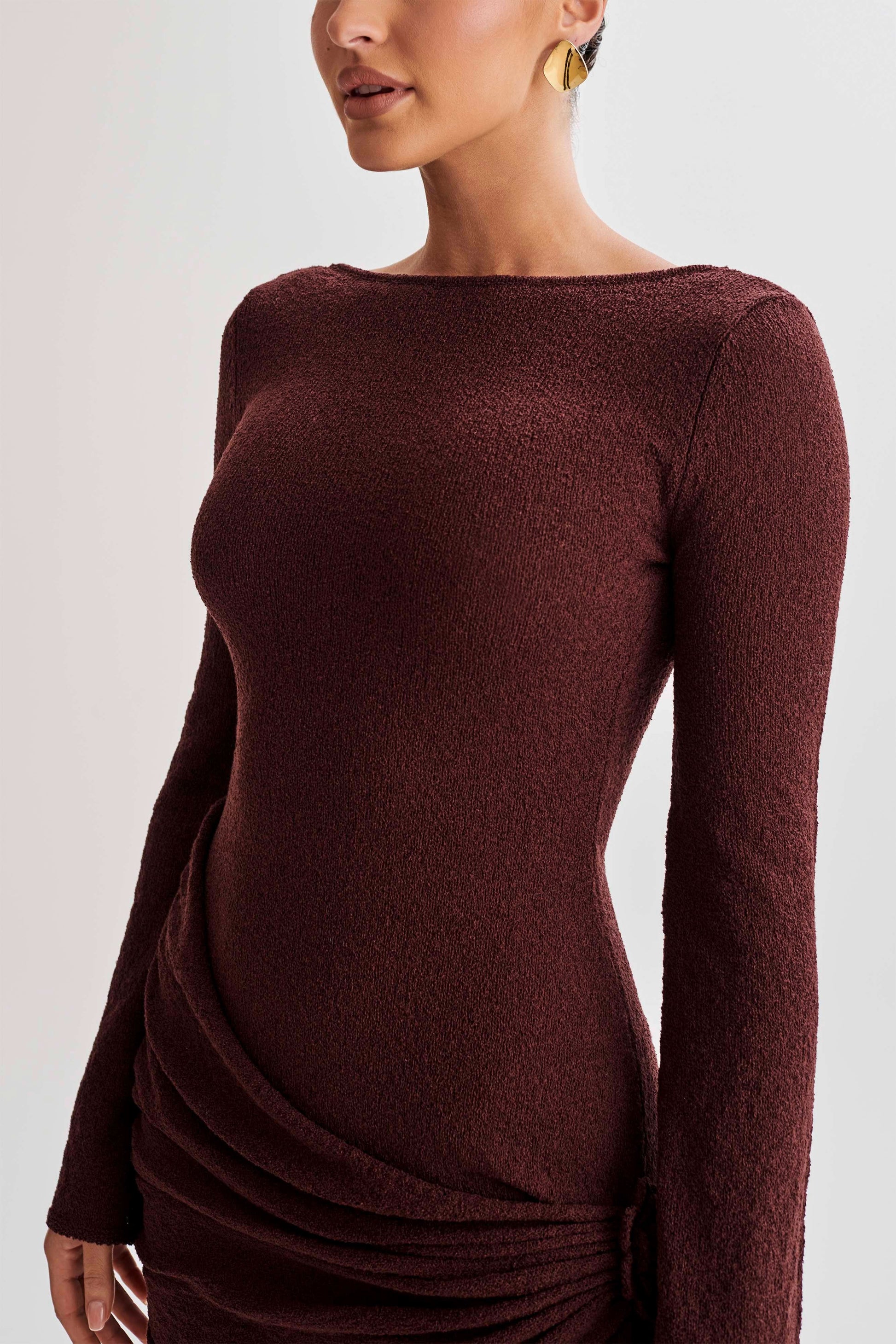 Women's Cocktail Boat Neck Long Sleeve Mini Dress - product image 4