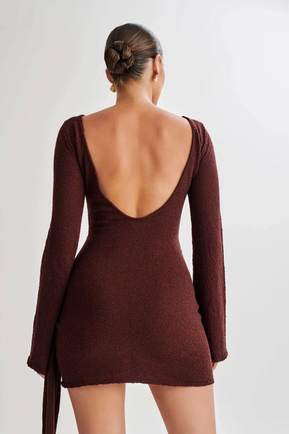 Women's Cocktail Boat Neck Long Sleeve Mini Dress - product image 5
