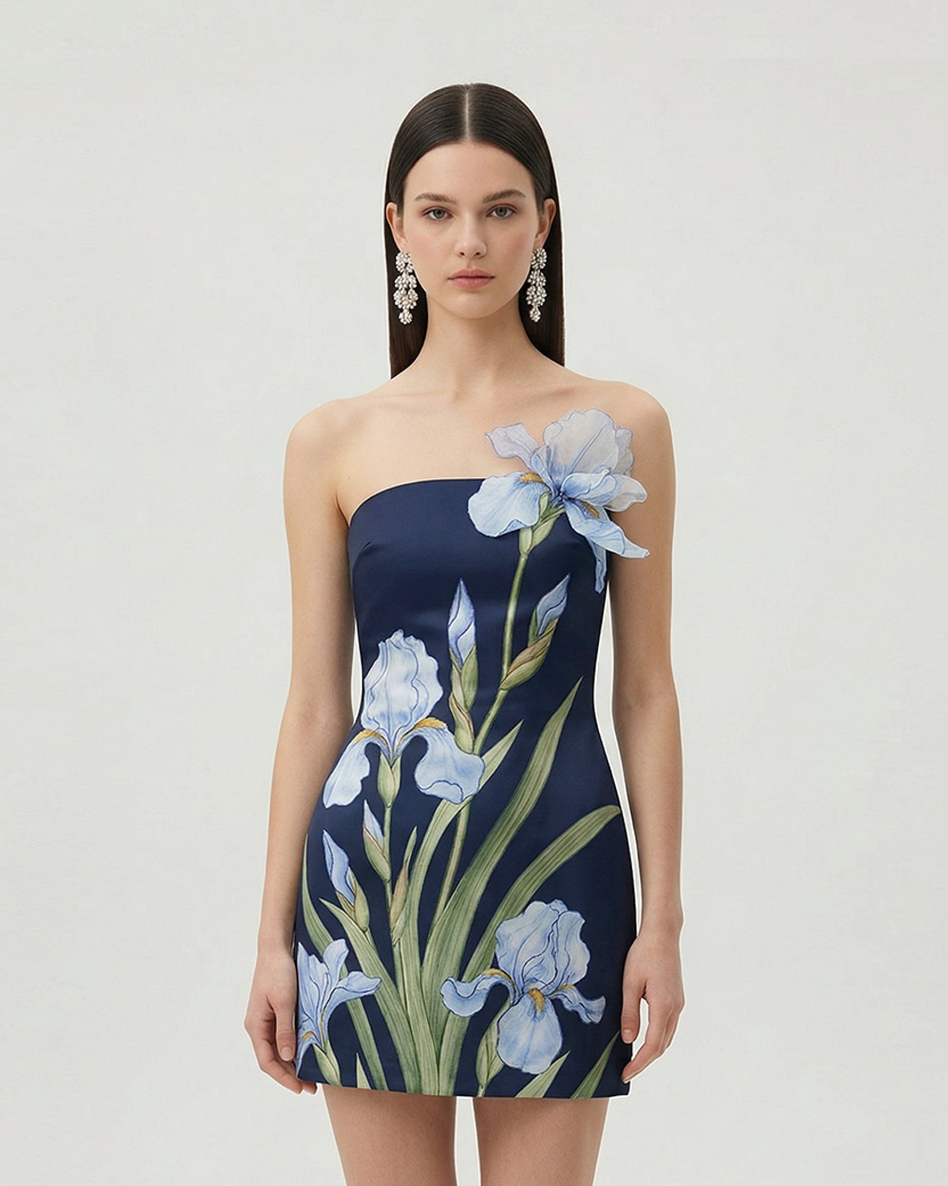 Floral Elegant Mini Dress - Blue