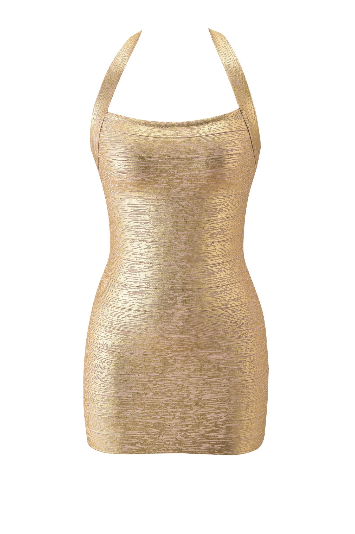 Gold Metallic Bodycon Mini Dress - Gold