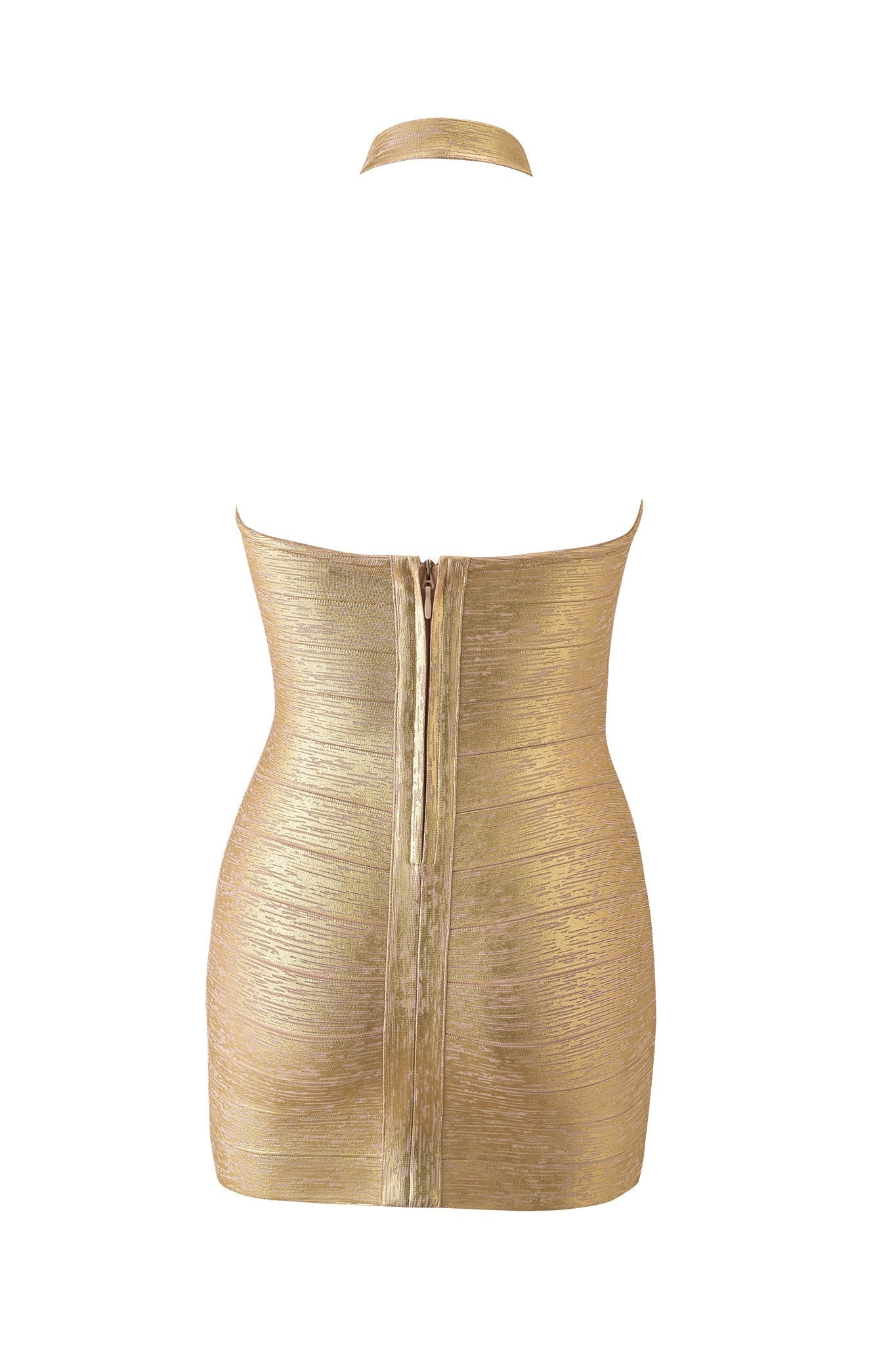 Gold Metallic Bodycon Mini Dress - Gold