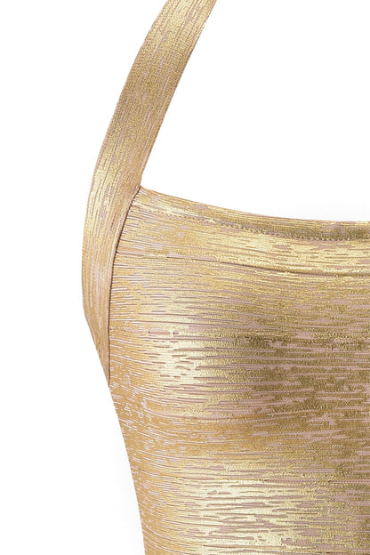 Gold Metallic Bodycon Mini Dress - Gold