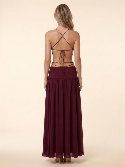 Halter Backless Chiffon Summer Maxi Dress