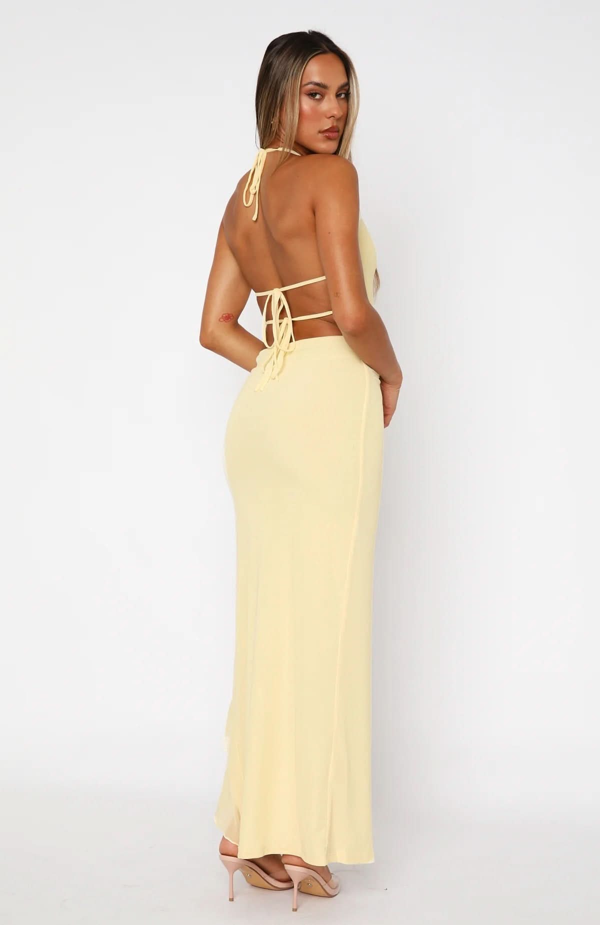 Halter Cutout Graduation Maxi Dress