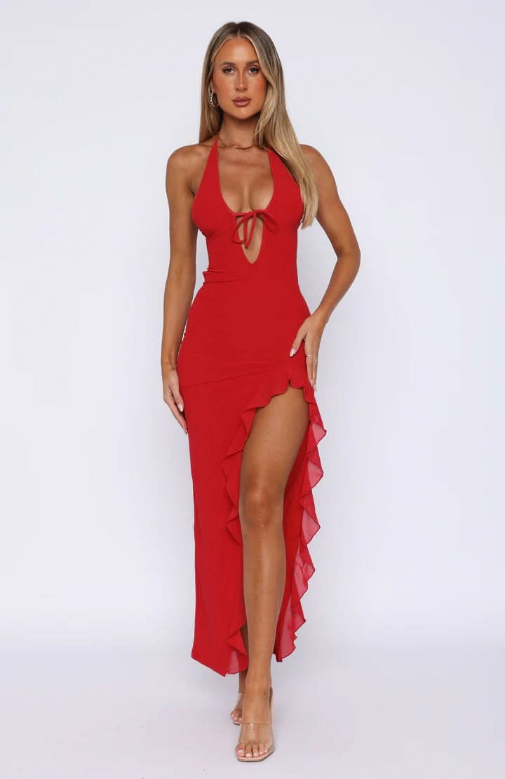 Halter Cutout Graduation Maxi Dress - Sienna