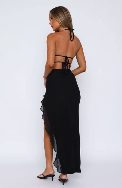 Halter Cutout Graduation Maxi Dress - Sienna