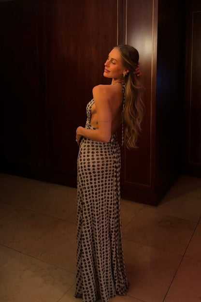 Halter Open Back Brunch Maxi Dress - back