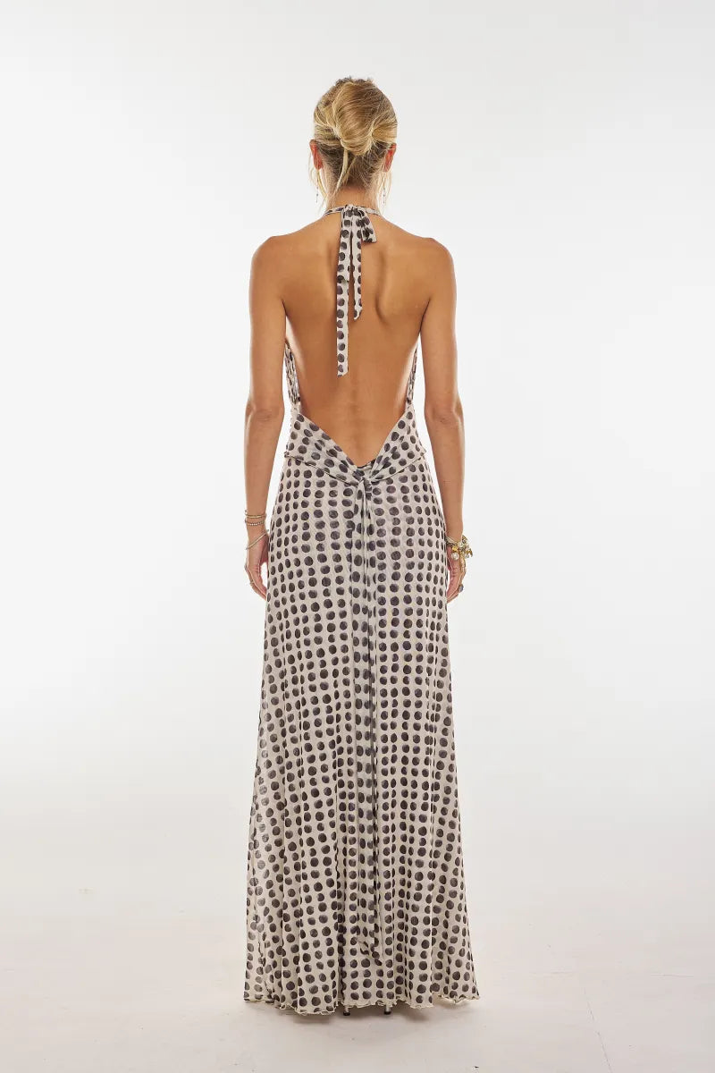 Halter Open Back Brunch Maxi Dress - back