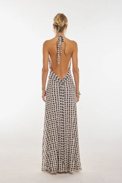 Halter Open Back Brunch Maxi Dress - back