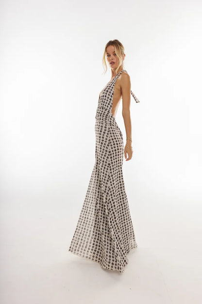 Halter Open Back Brunch Maxi Dress - back