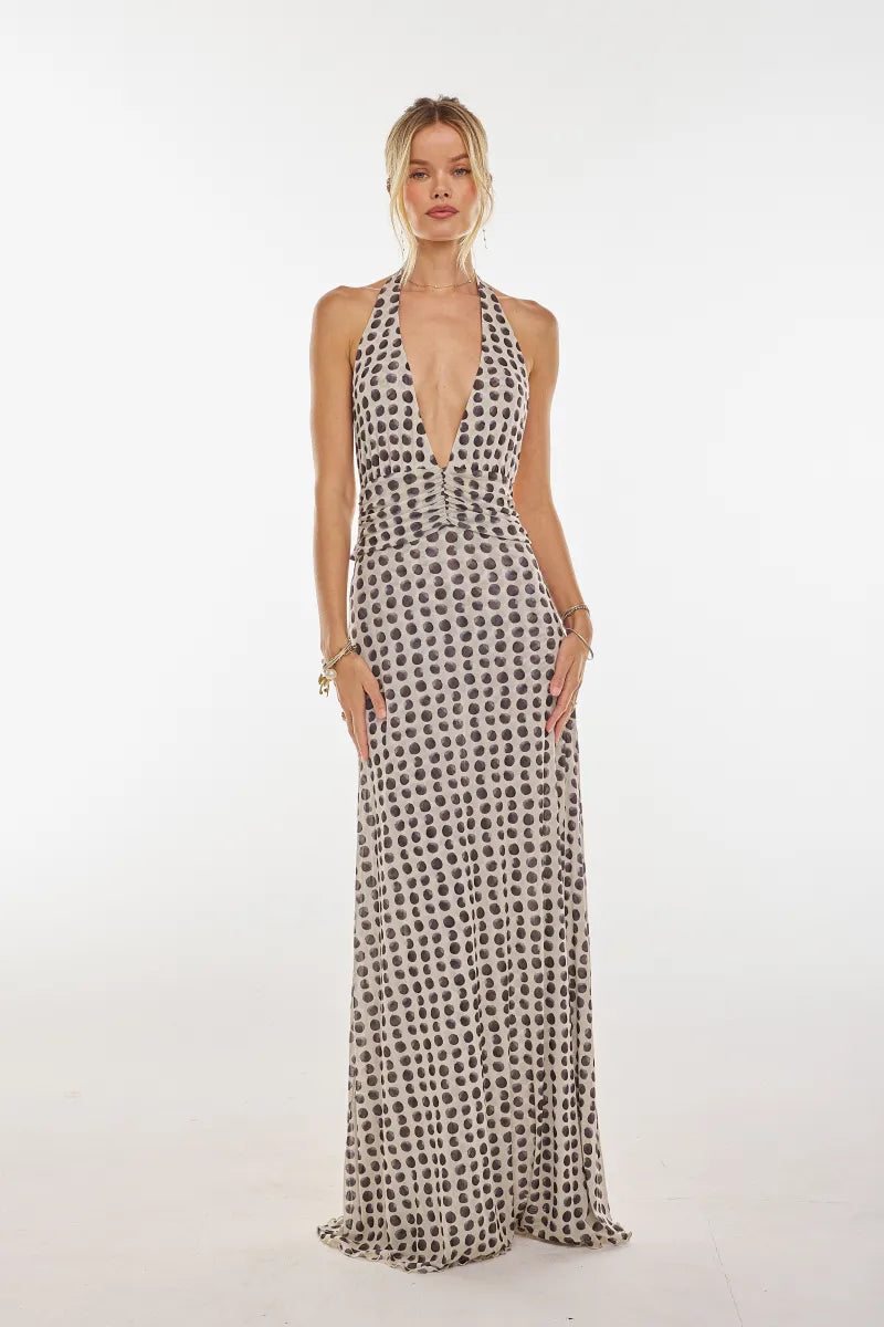 Halter Open Back Brunch Maxi Dress - back
