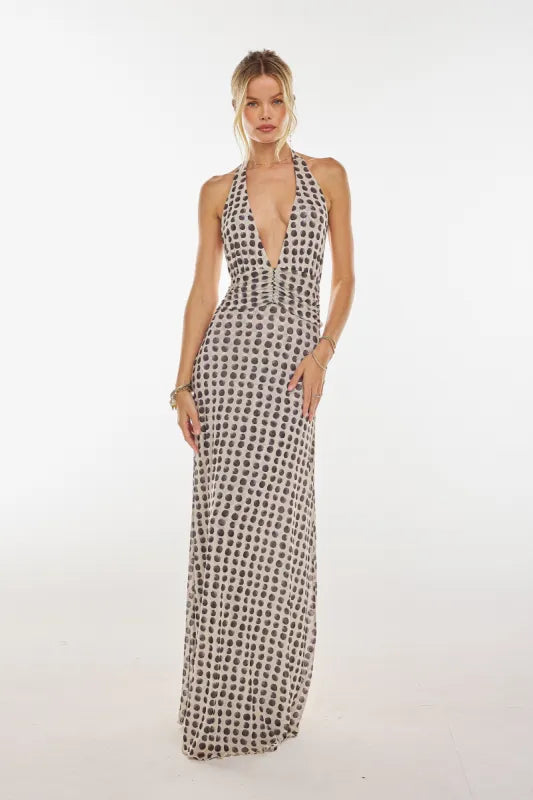 Halter Open Back Brunch Maxi Dress - back