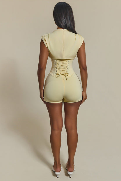 Butter Yellow Three Piece Short Set