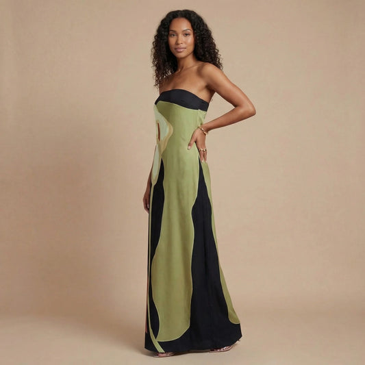 Women's Wedding Guest Strapless Abstract Maxi Dress - product image 1