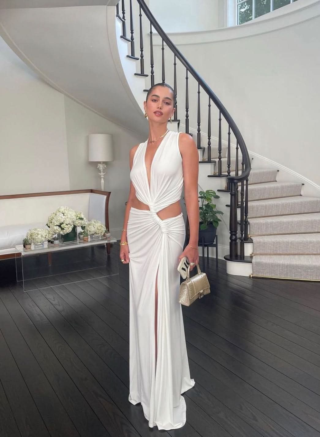 Women's Wedding Guest Cutout V Neck Slit Maxi Dress - product image 6