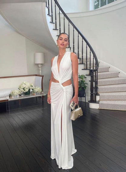 Women's Wedding Guest Cutout V Neck Slit Maxi Dress - product image 6