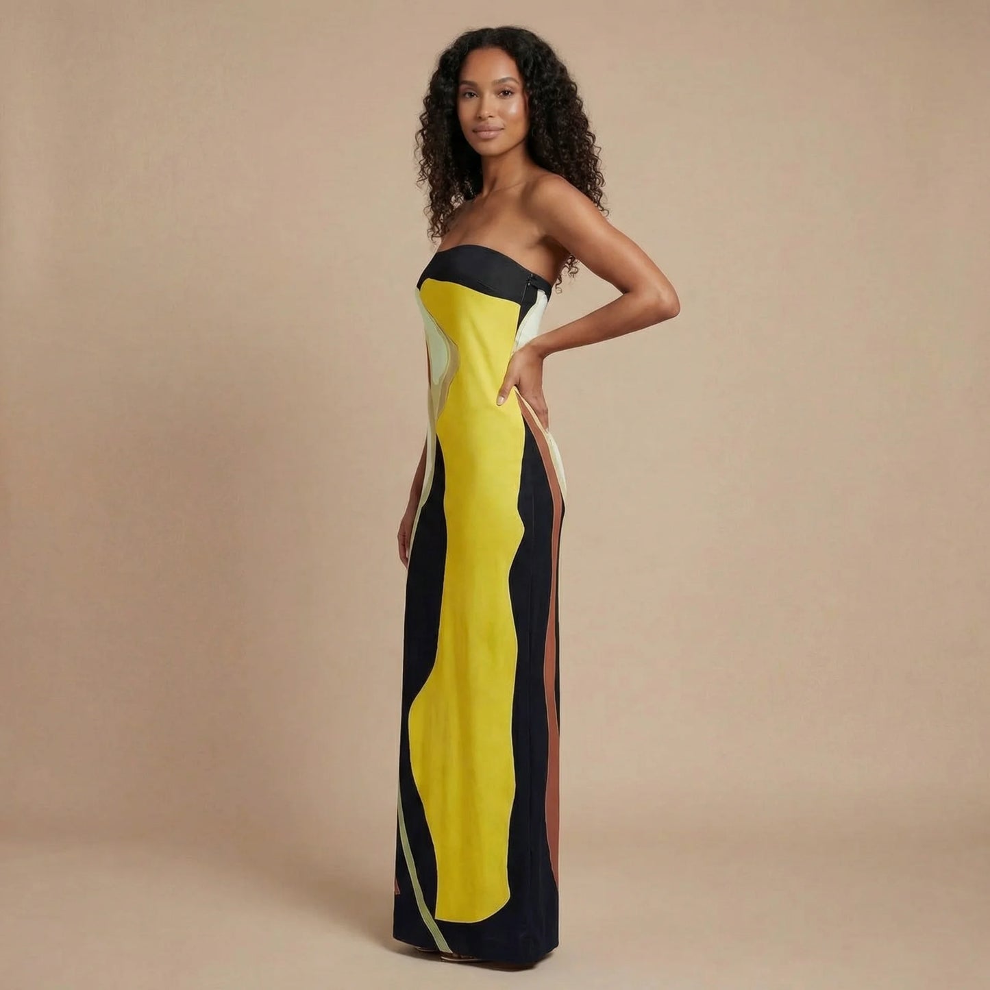 Women's Wedding Guest Strapless Abstract Maxi Dress - product image 5