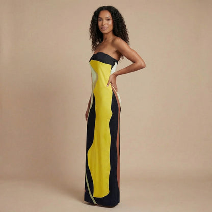 Women's Wedding Guest Strapless Abstract Maxi Dress - product image 5
