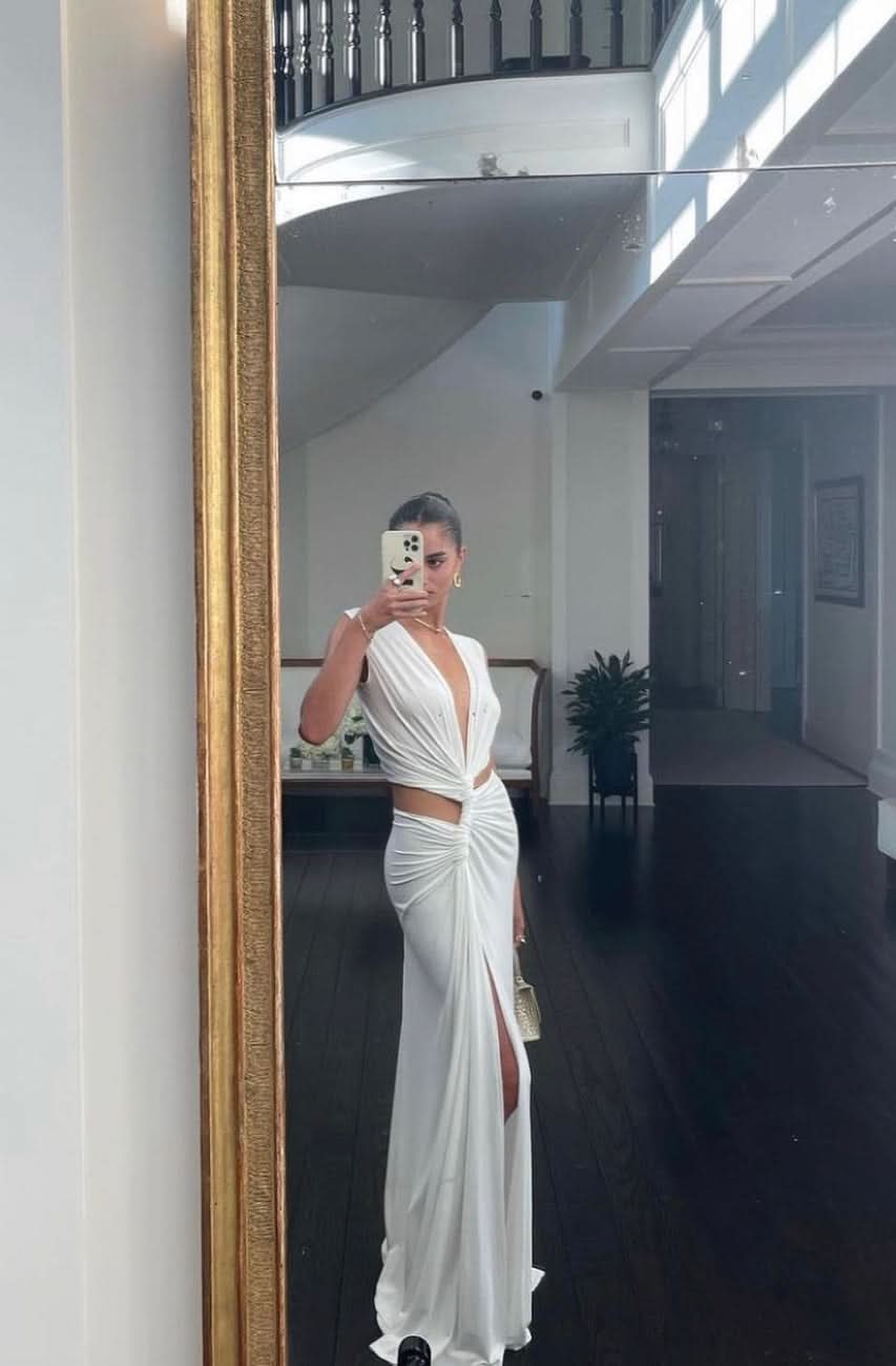 Women's Wedding Guest Cutout V Neck Slit Maxi Dress - product image 4