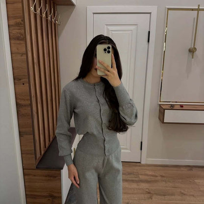 Women's Ribbed Knit Lounge Set Long Sleeve Top and Pants - product image 16