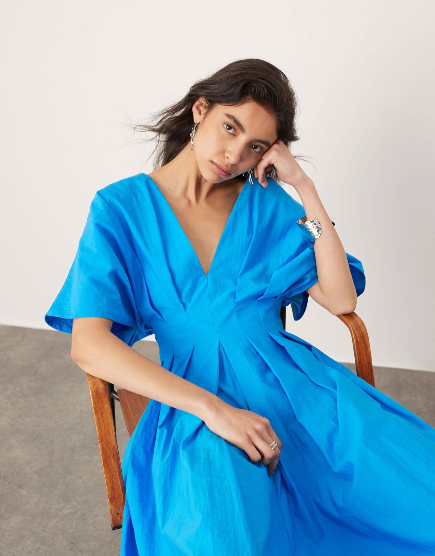 Women's Cocktail V Neck Short Sleeve Midi Dress