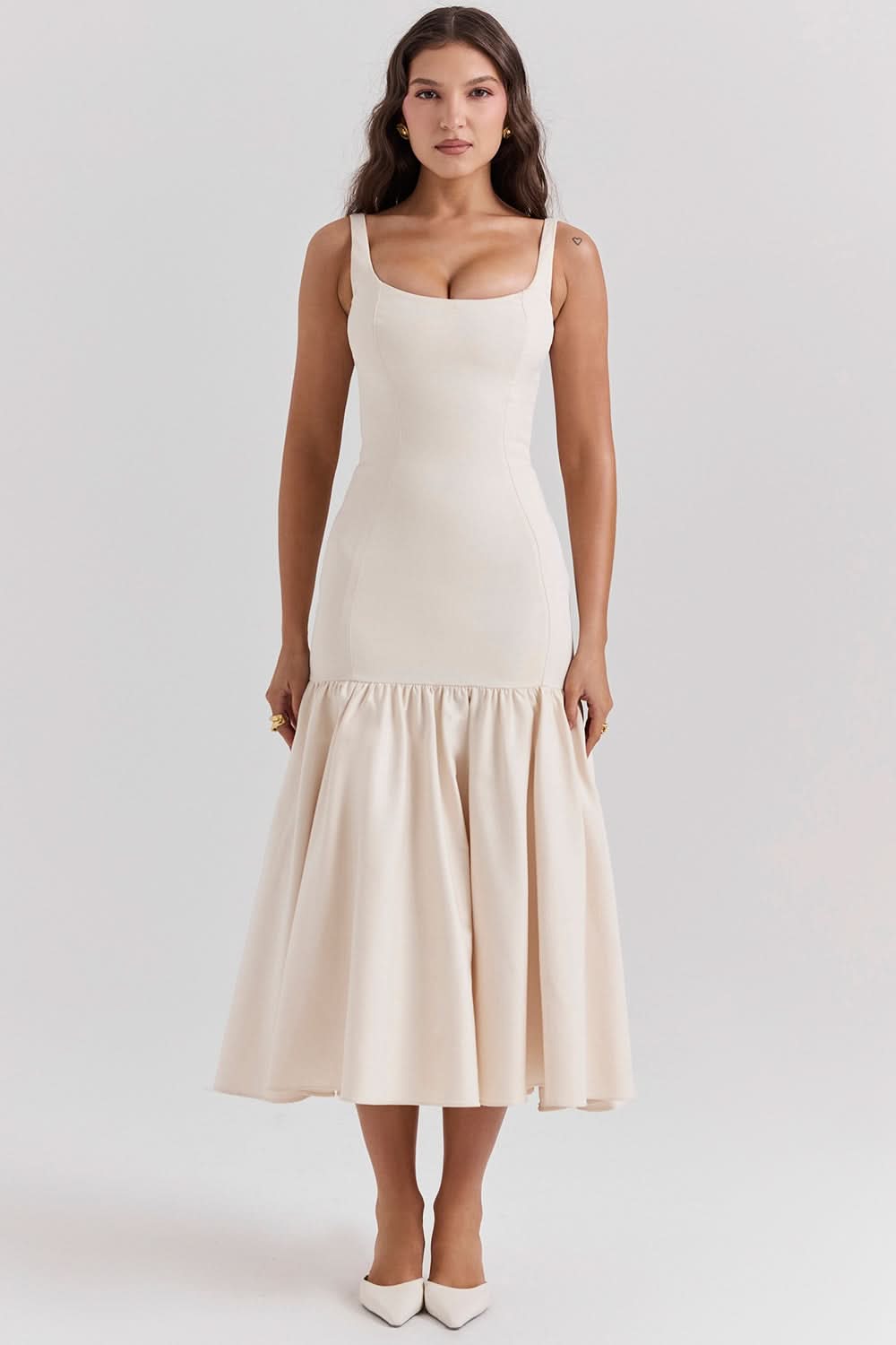Women's Cocktail Dropped Waist Midi Dress Square Neck - product image 1