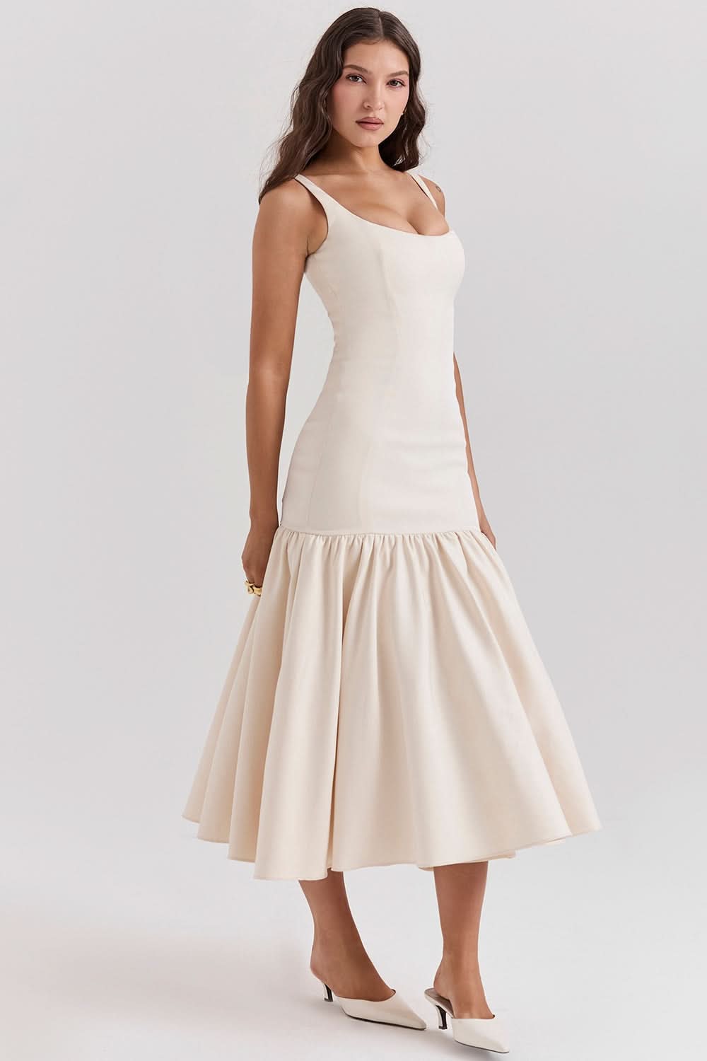 Women's Cocktail Dropped Waist Midi Dress Square Neck - product image 3