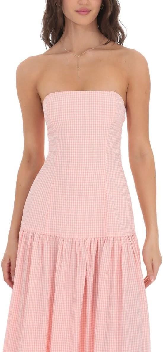 Women's Summer Strapless Gingham Maxi Dress - product image 2