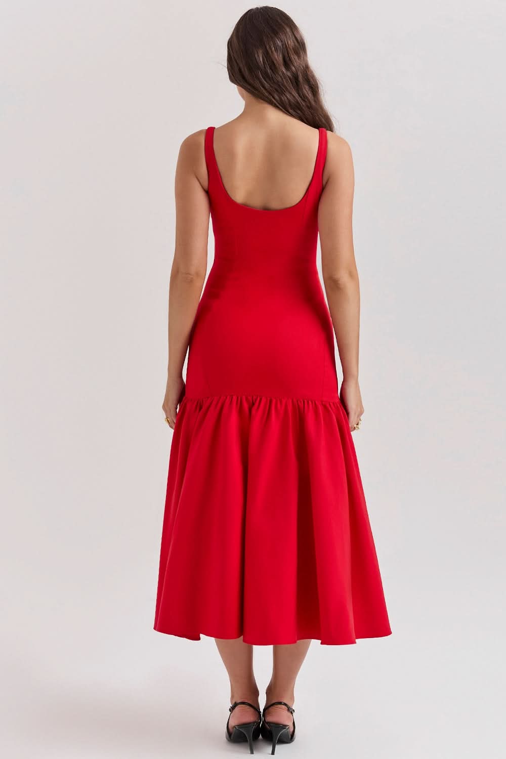 Women's Cocktail Dropped Waist Midi Dress Square Neck - product image 7